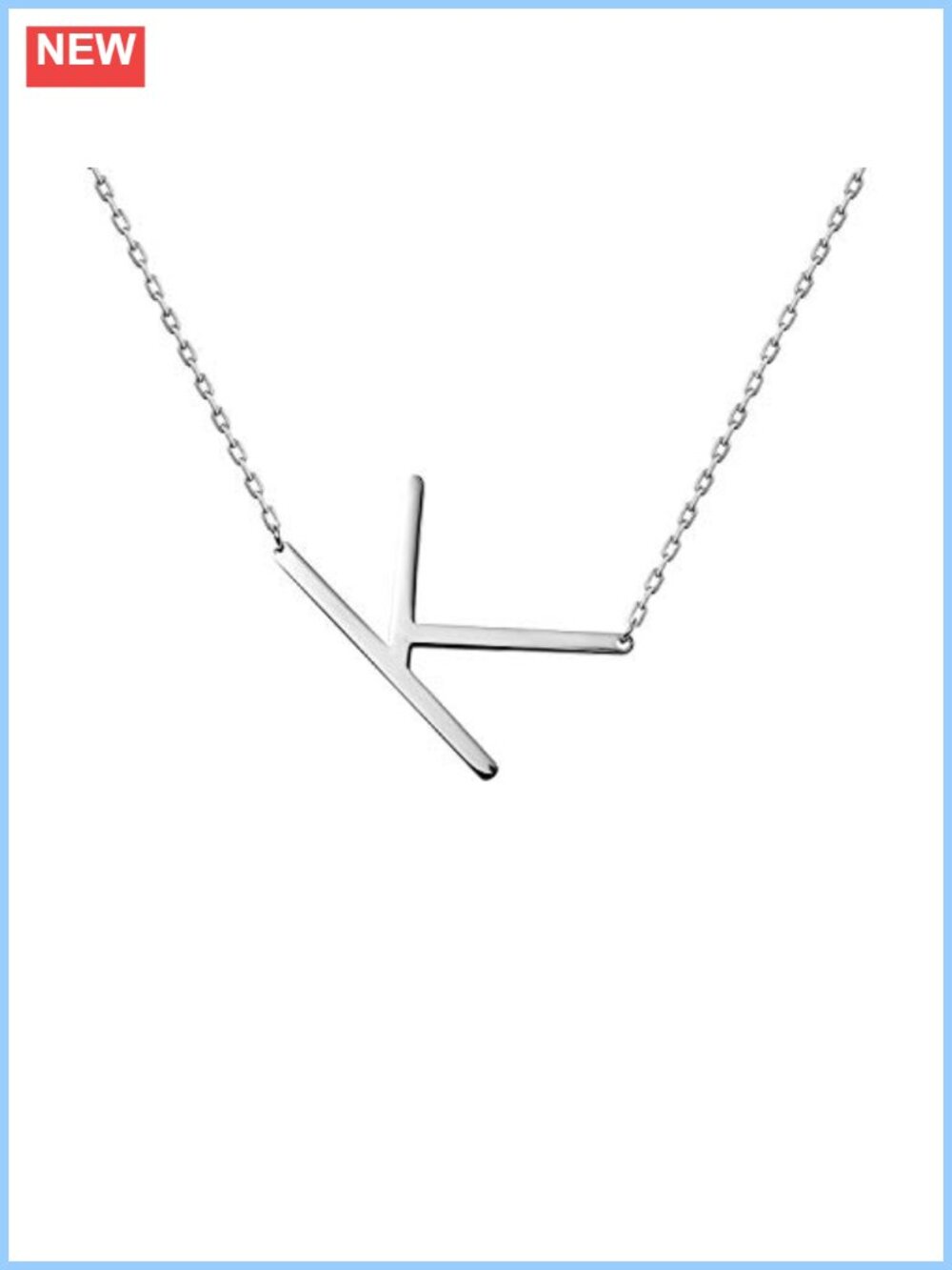 Stainless Steel Initial Pendant Necklace, 18 Inch Chain, Personalized Jewelry